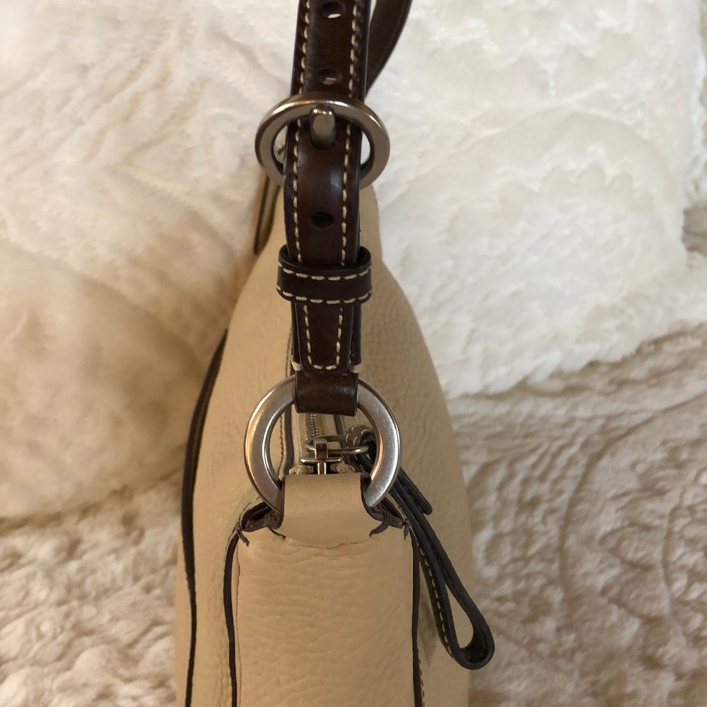 Coach Beige Pebbled Leather Shoulder Bag with Dark Brown Strap - Picture 8 of 8